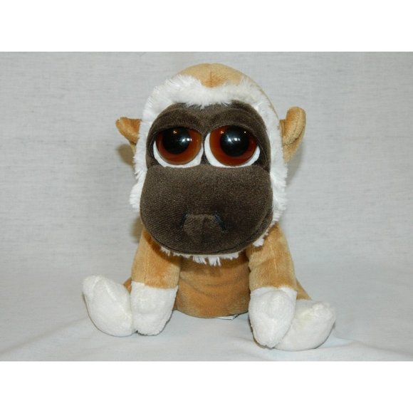 Russ Lil Peepers KIMBO Gibbon Monkey Brown White w Big Eyes 9" plush stuffed - Picture 2 of 5